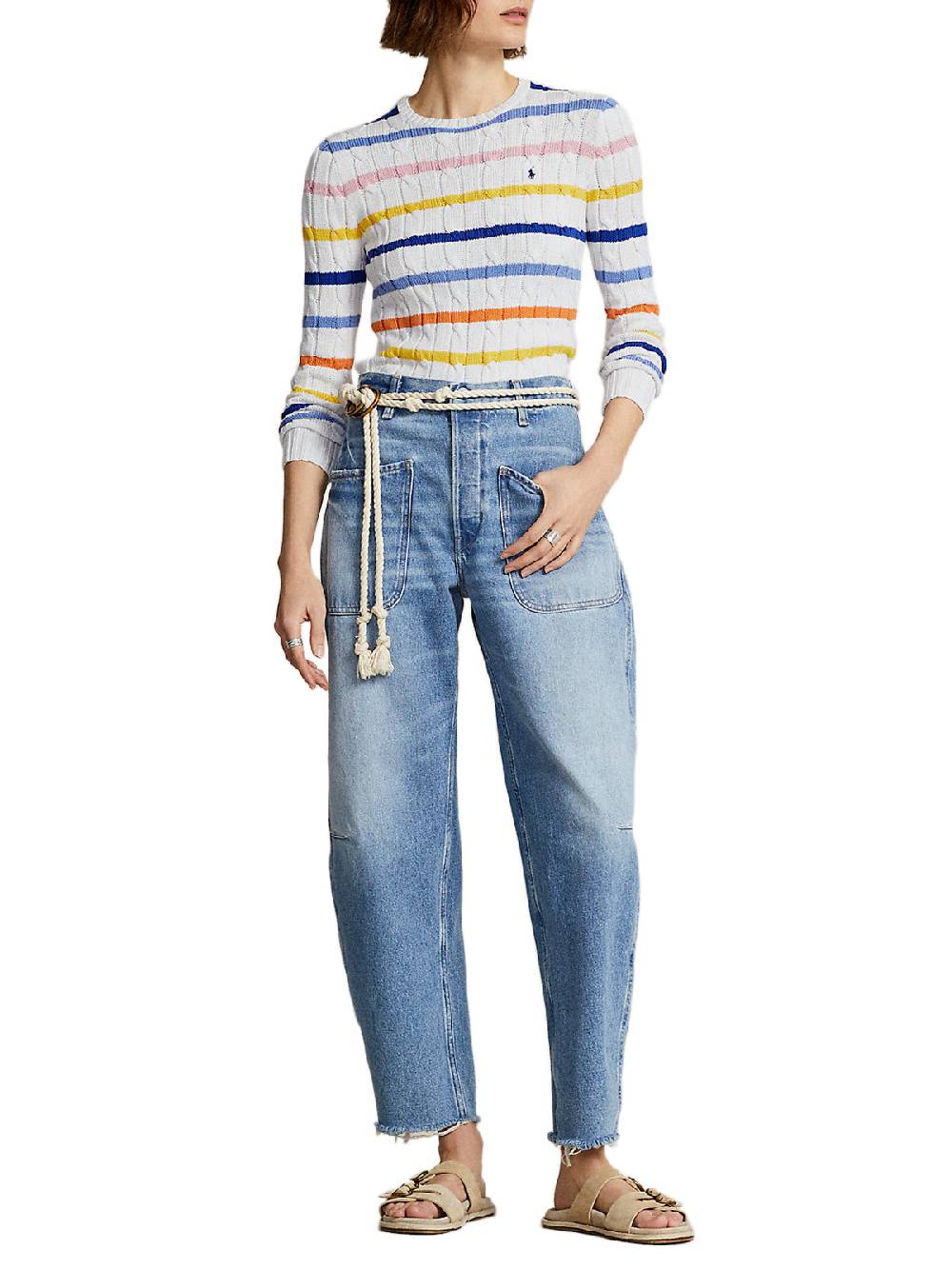 POLO RALPH LAUREN Pullover Donna Treccia A Righe