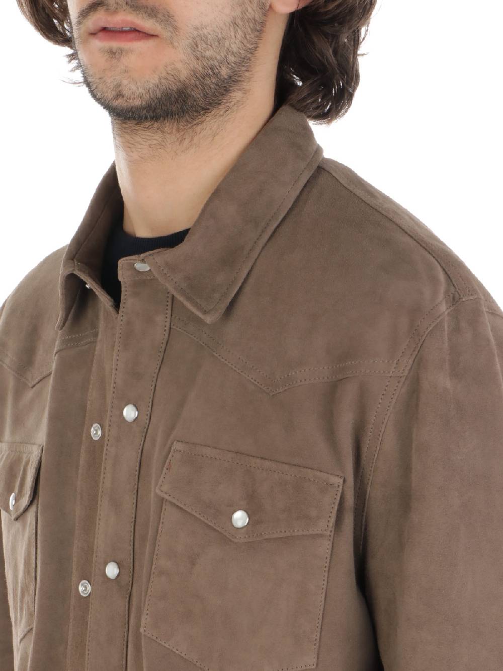 PROLEATHER Giacca Camicia Uomo In Suede