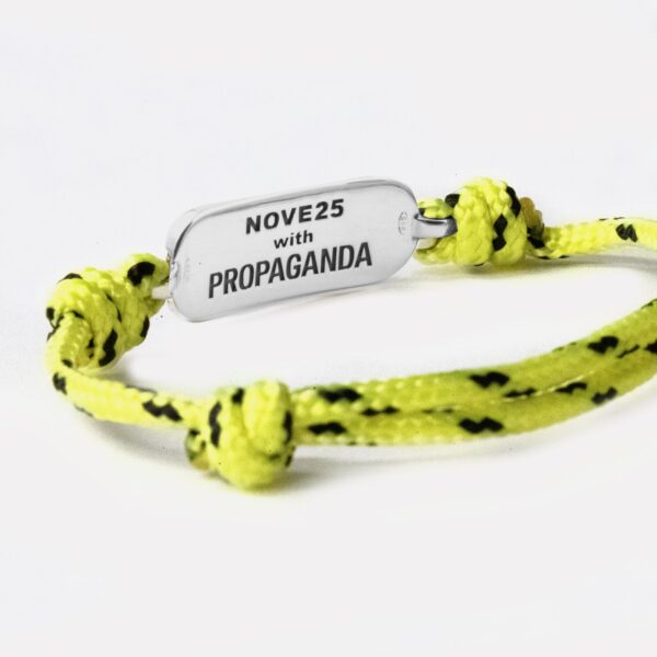 Propaganda Bracciale In Corda Gialla Con Targa Propaganda W/ Nove25 In Argento