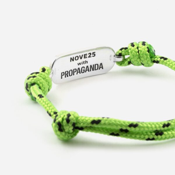 Propaganda Bracciale In Corda Verde Con Targa Propaganda W/ Nove25 In Argento