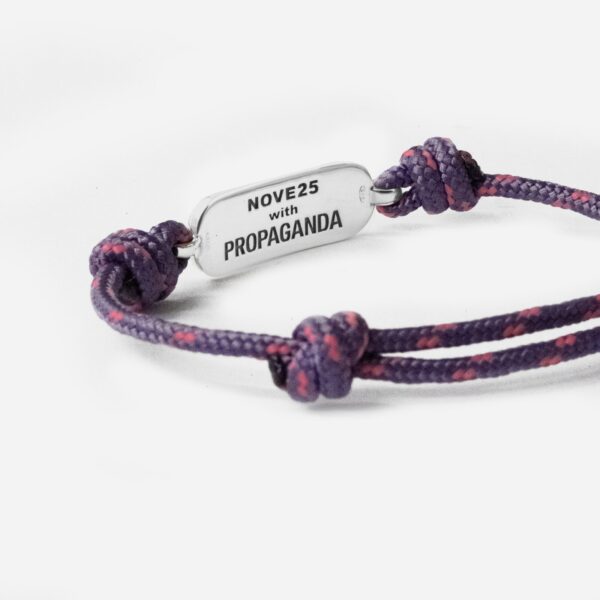 Propaganda Bracciale In Corda Viola Con Targa Propaganda W/ Nove25 In Argento