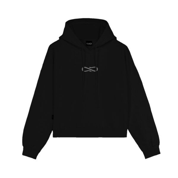 Propaganda Logo Embrodery Woman Crop Top Hoodie – Black