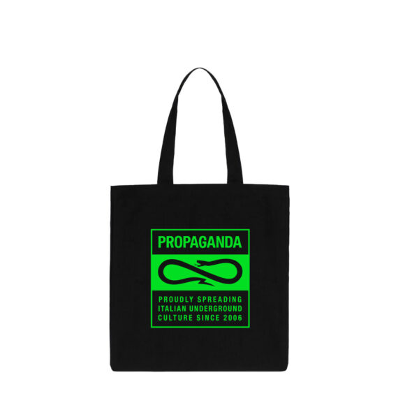 Propaganda Label Tote Bag – Black/Neon Green