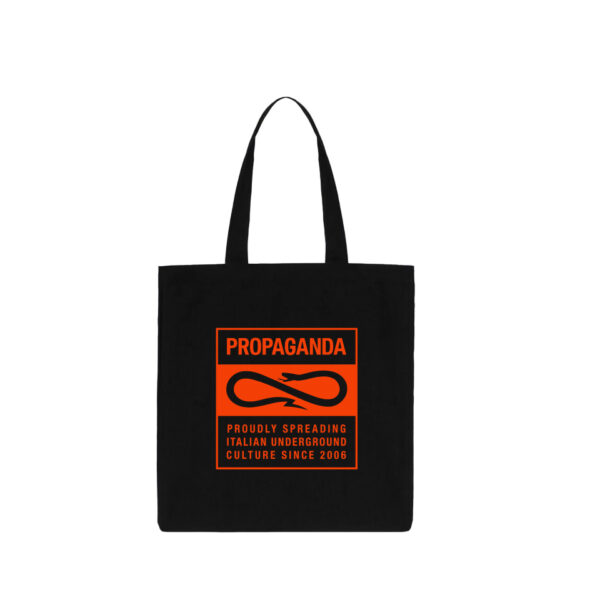Propaganda Label Tote Bag – Black/Neon Orange