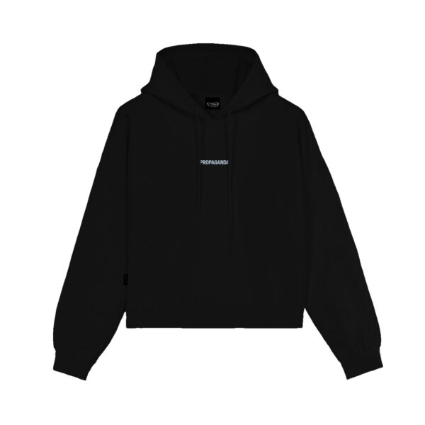 Propaganda Ribs Woman Crop Top Hoodie – Black