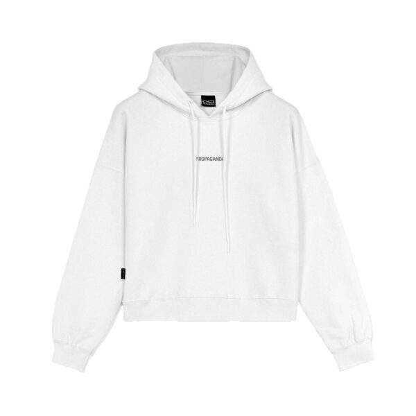 Propaganda Ribs Woman Crop Top Hoodie – White