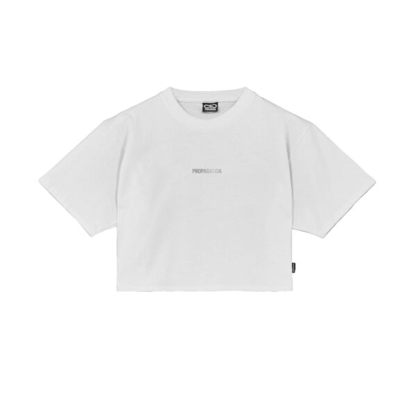 Propaganda Silver Leaf Ribs Croptop Tee – White