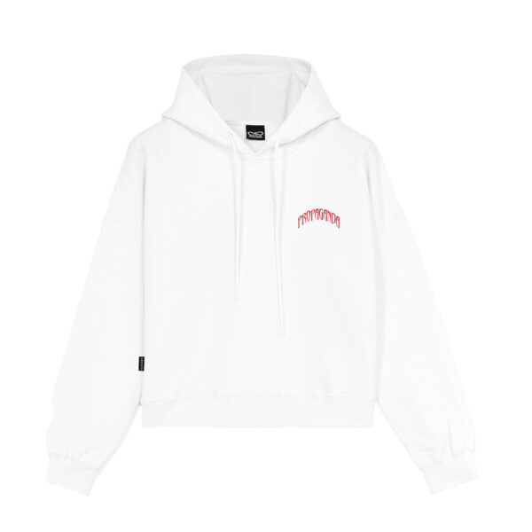 Propaganda Triangle Bengala Hoodie Crop Top – White