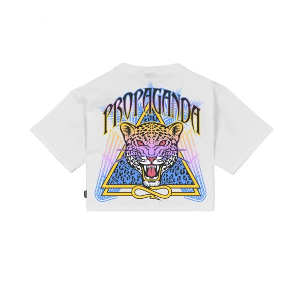Propaganda Triangle Jaguar Croptop Tee – White