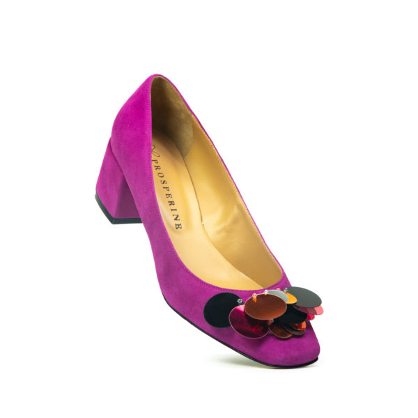 Prosperine Decolletè Da Donna In Camoscio Con Maxi Paillettes