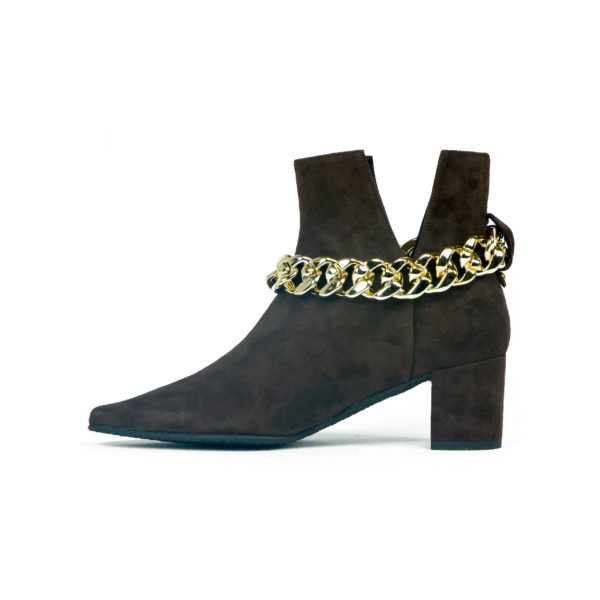 Prosperine Stivale Da Donna In Camoscio Con Catena
