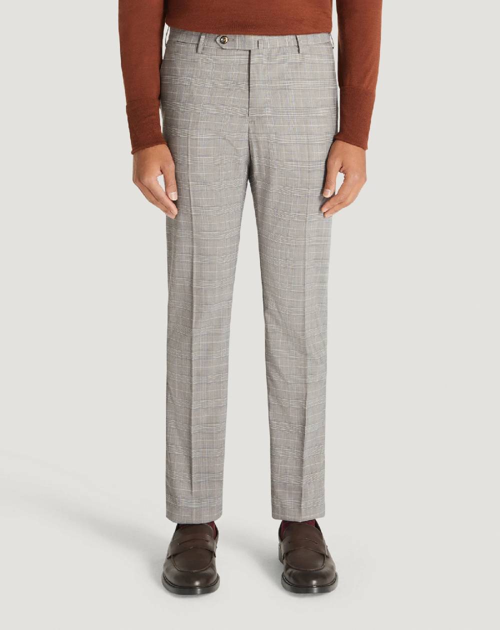 Pt Torino Pantaloni Superslim In Tecno Lana A Quadri