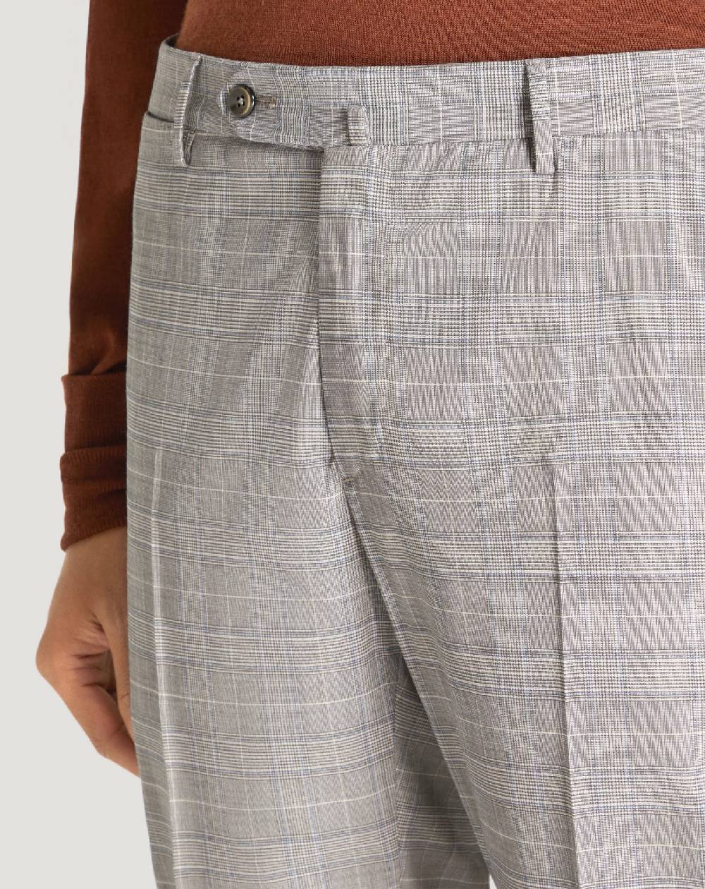 Pt Torino Pantaloni Superslim In Tecno Lana A Quadri