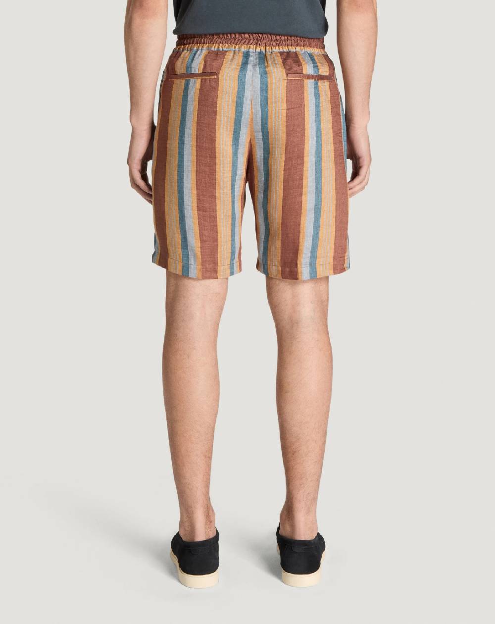 Pt Torino Bermuda In Lino Fluido A Righe