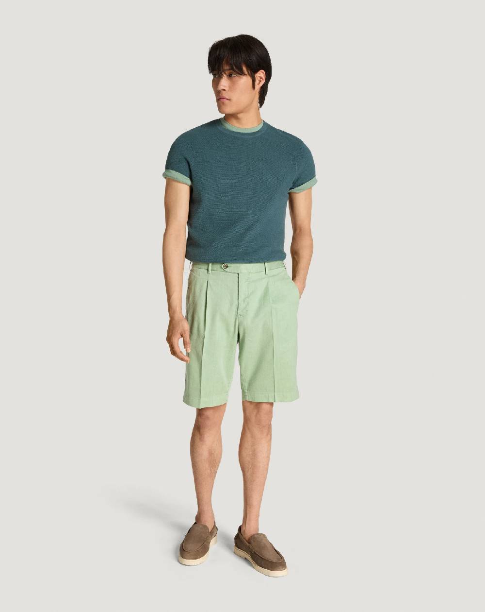 Pt Torino Bermuda In Lino Stretch Délavé