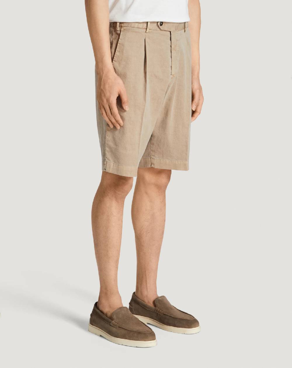 Pt Torino Bermuda In Lino Stretch Délavé