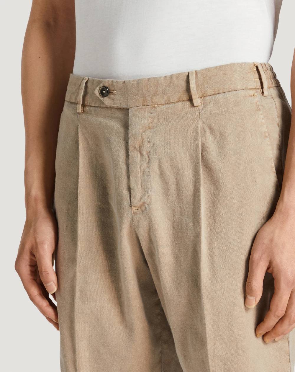 Pt Torino Bermuda In Lino Stretch Délavé