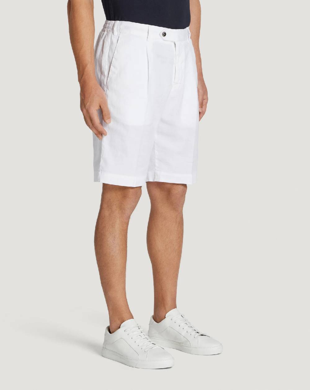 Pt Torino Bermuda In Lino Stretch Délavé