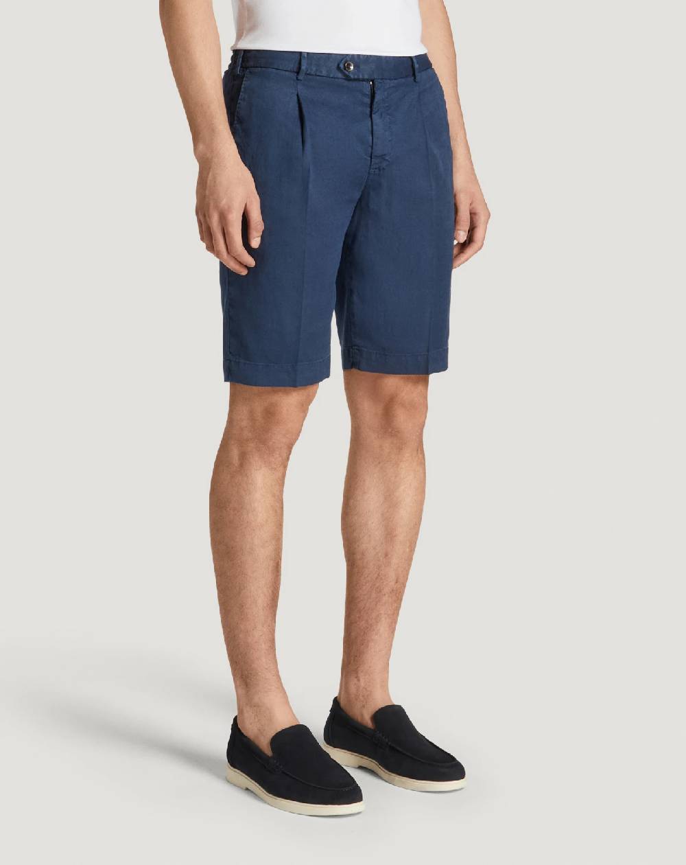 Pt Torino Bermuda In Lino Stretch Délavé