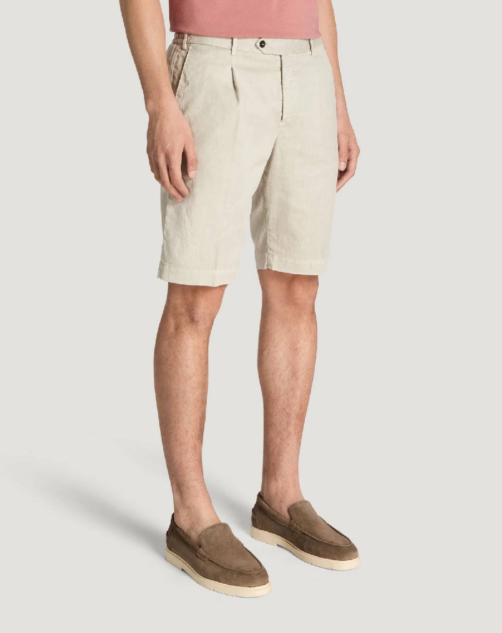 Pt Torino Bermuda In Lino Stretch Délavé