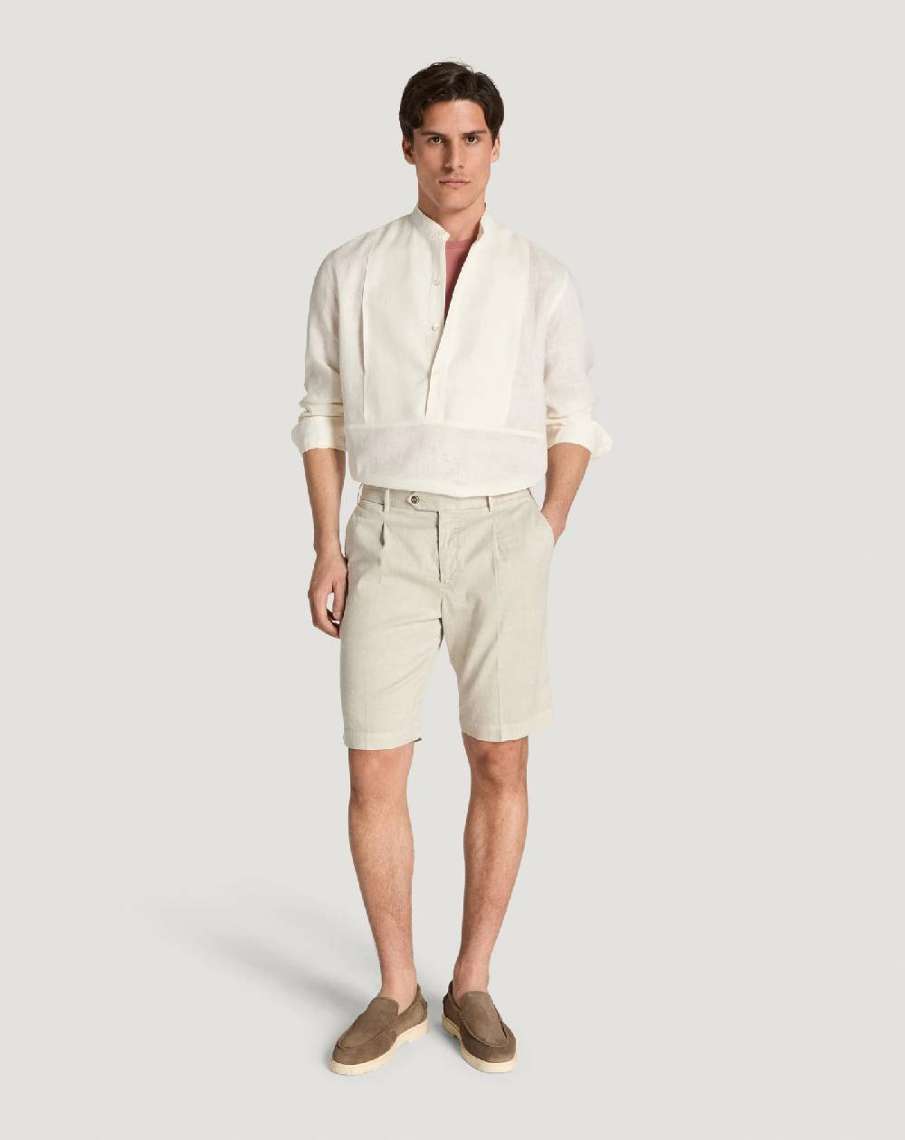 Pt Torino Bermuda In Lino Stretch Délavé