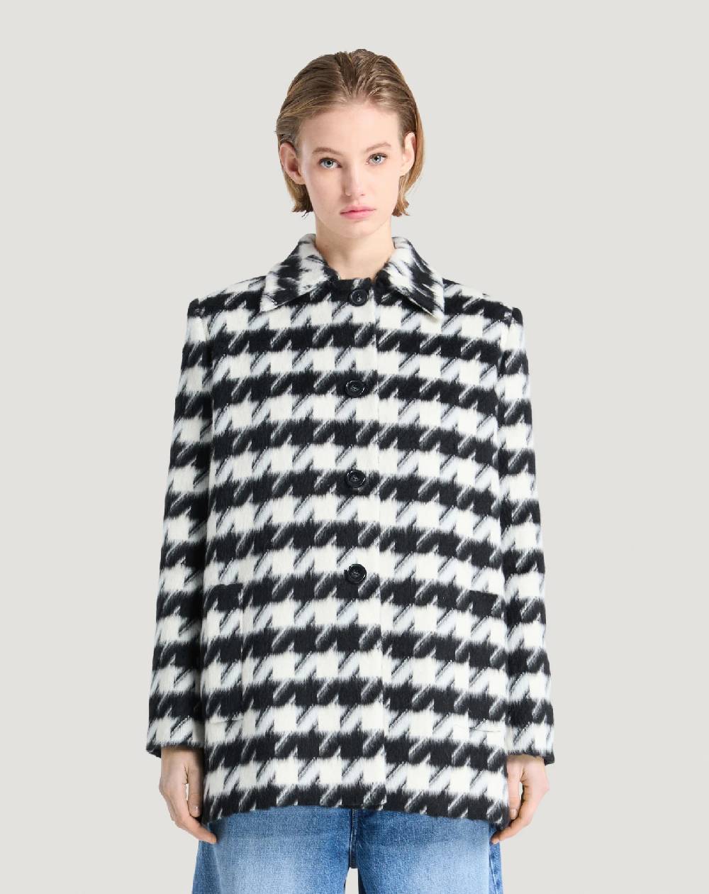 Pt Torino Cappotto In Velour Pied-de-poule