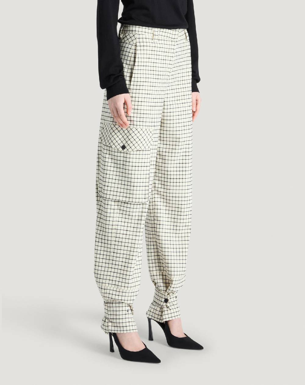 Pt Torino Pantaloni Giselle In Lana Stretch Check
