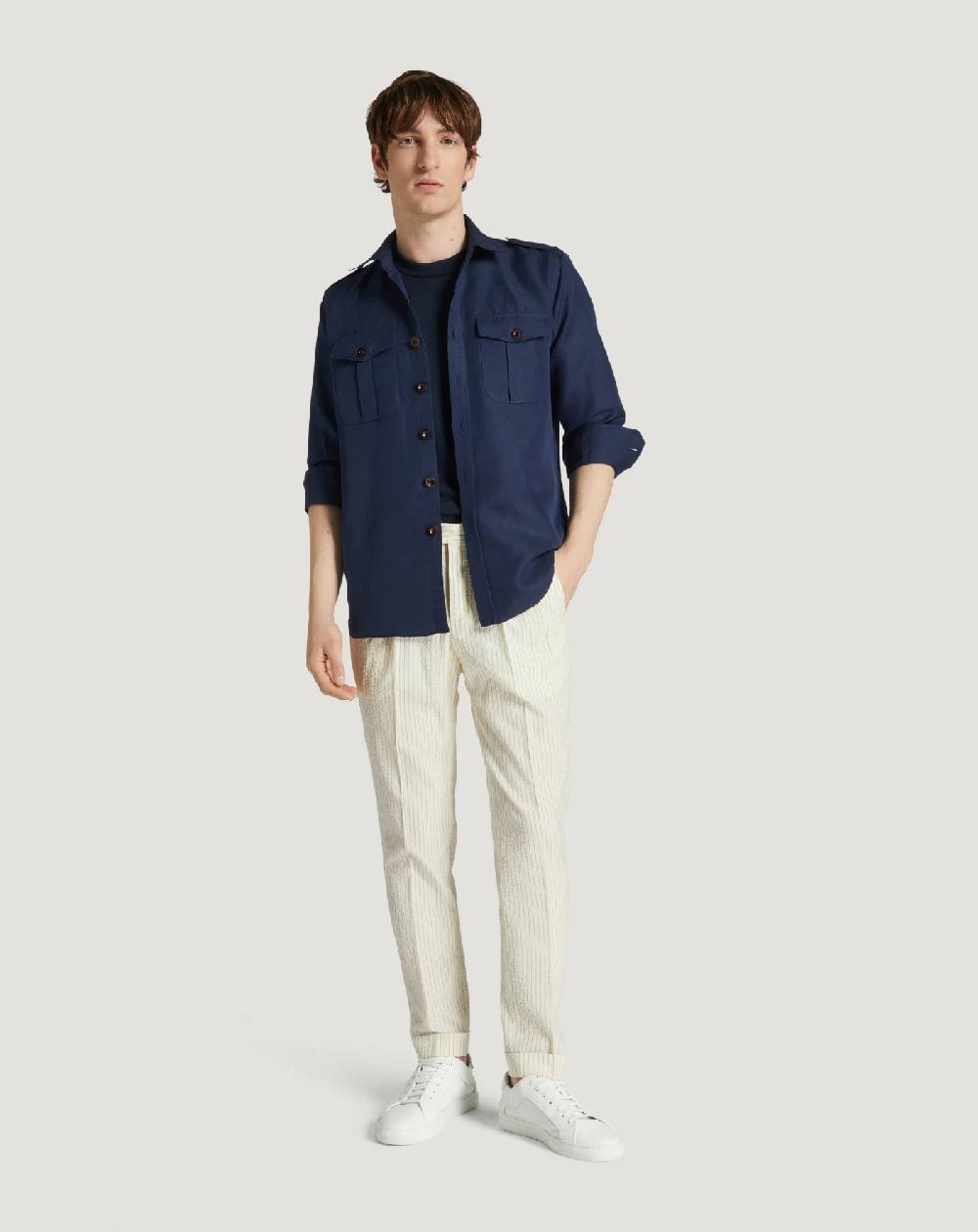 Pt Torino Pantaloni Master In Lana Seersucker