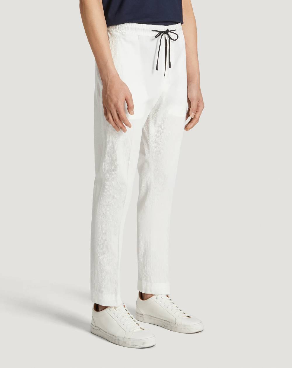 Pt Torino Pantaloni Omega In Cotone Seersucker