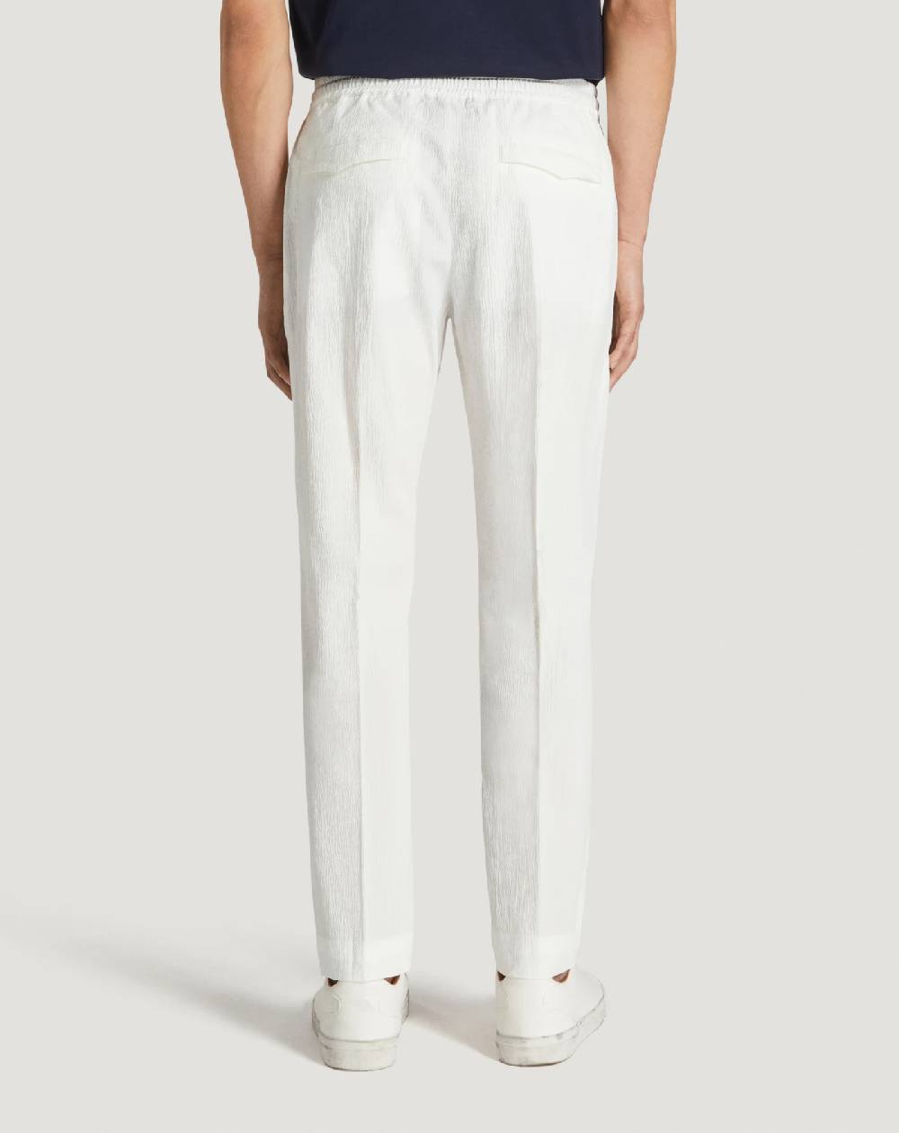 Pt Torino Pantaloni Omega In Cotone Seersucker