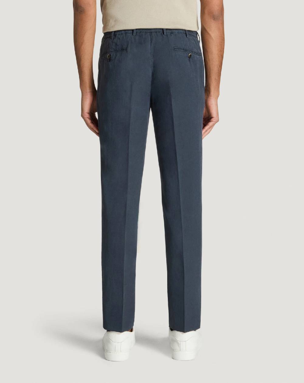 Pt Torino Pantaloni Slim In Cotone E Lino Batavia