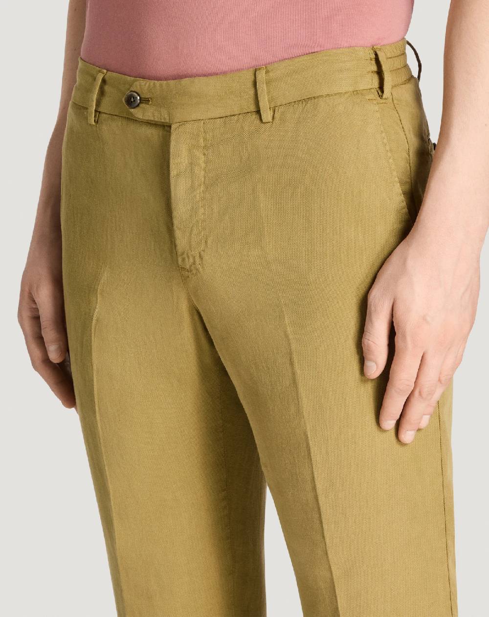 Pt Torino Pantaloni Slim In Cotone E Lino Batavia