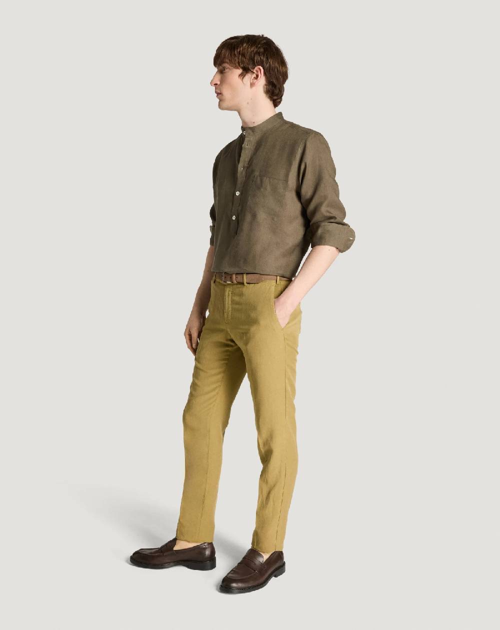 Pt Torino Pantaloni Slim In Cotone E Lino Batavia