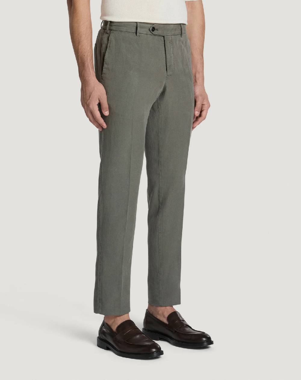 Pt Torino Pantaloni Slim In Cotone E Lino Batavia