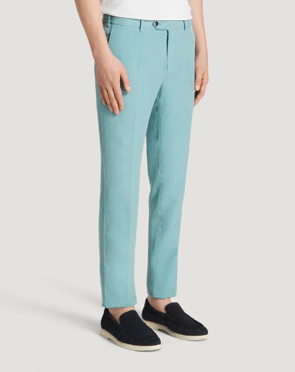 Pt Torino Pantaloni Slim In Cotone E Lino Batavia