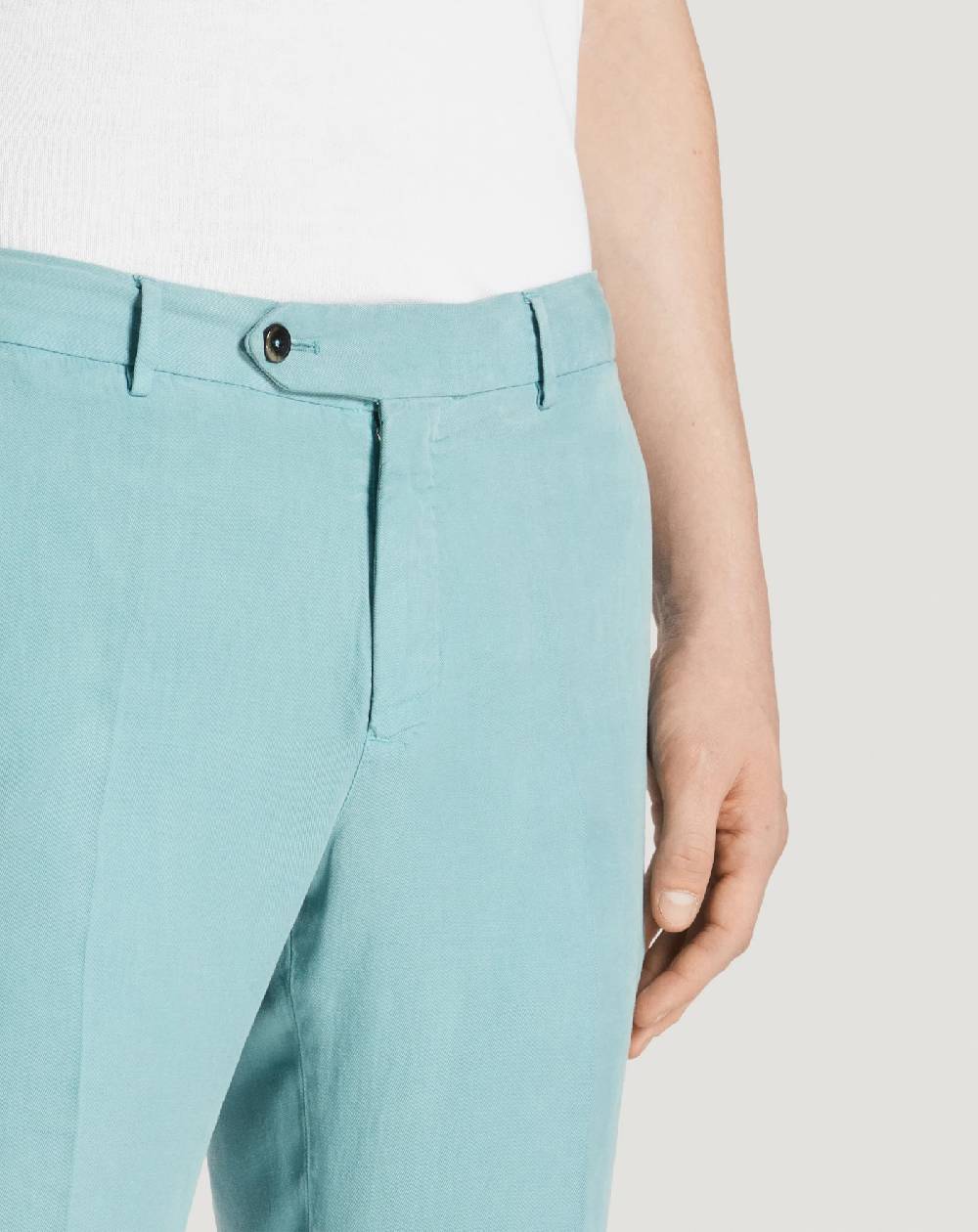 Pt Torino Pantaloni Slim In Cotone E Lino Batavia