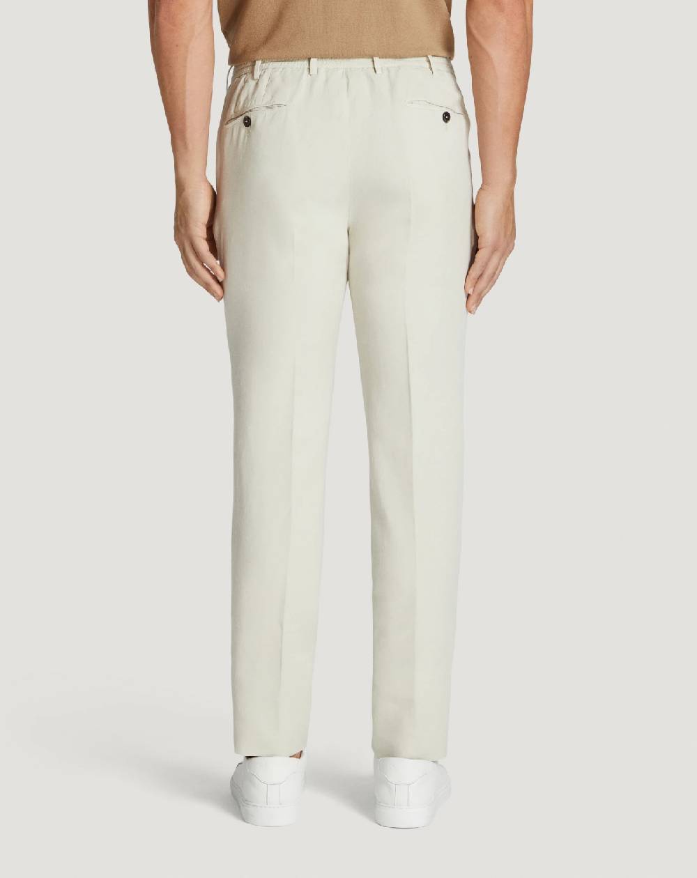 Pt Torino Pantaloni Slim In Cotone E Lino Batavia