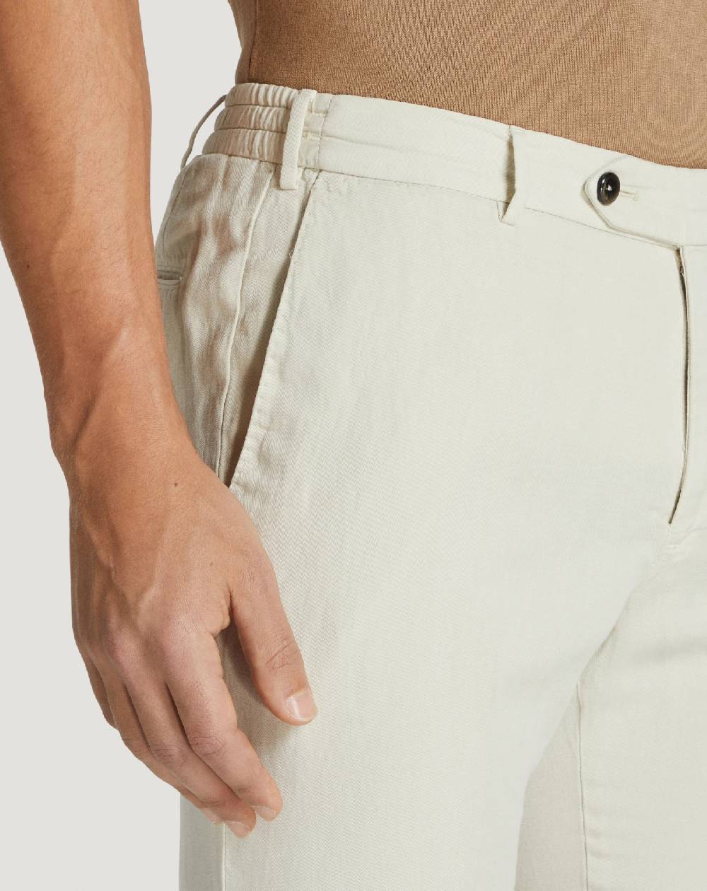 Pt Torino Pantaloni Slim In Cotone E Lino Batavia