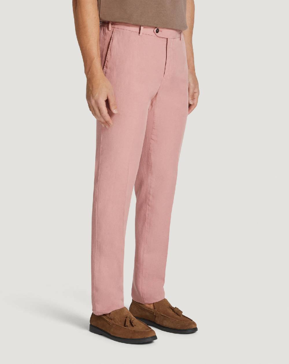 Pt Torino Pantaloni Slim In Cotone E Lino Batavia