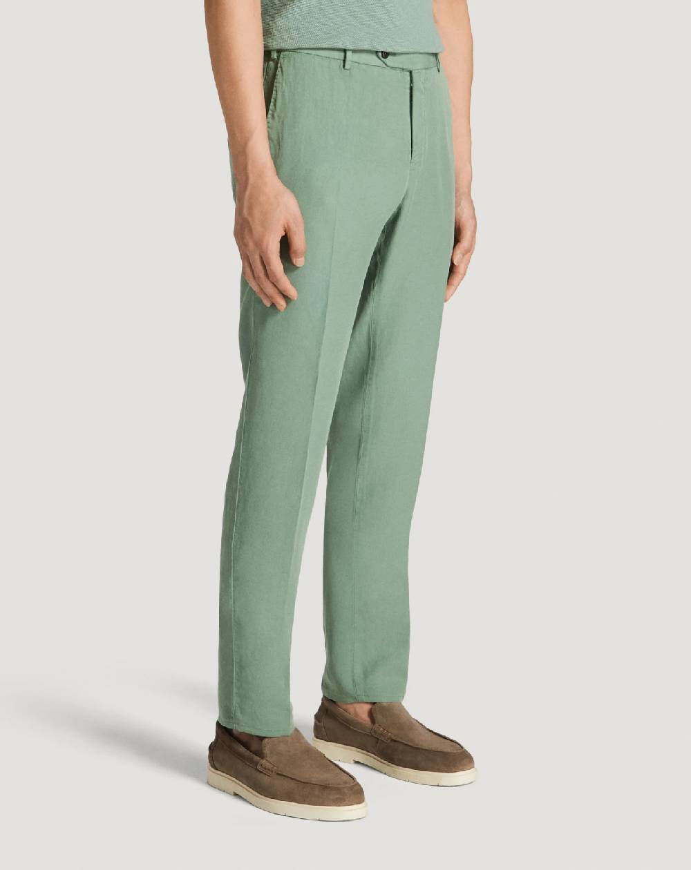 Pt Torino Pantaloni Slim In Cotone E Lino Batavia