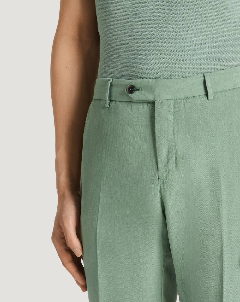 Pt Torino Pantaloni Slim In Cotone E Lino Batavia