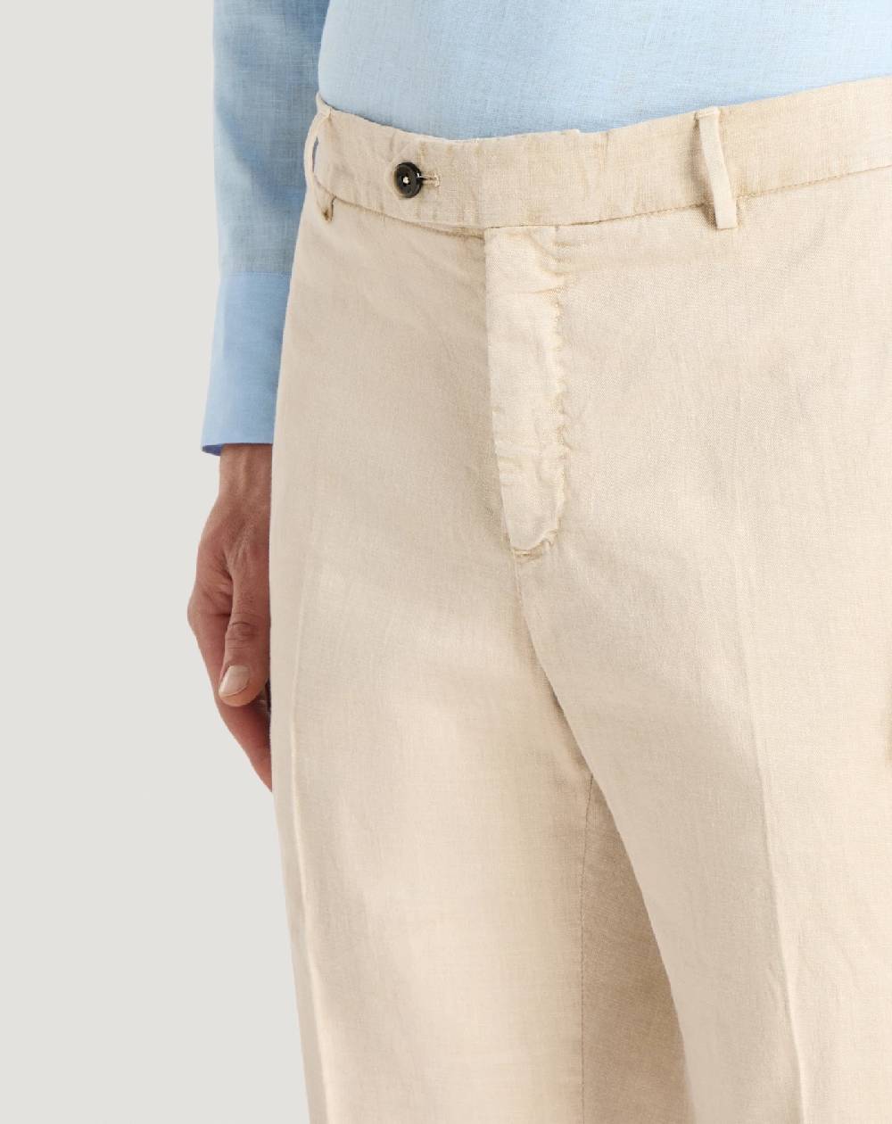 Pt Torino Pantaloni Slim In Lino Stretch Délavé