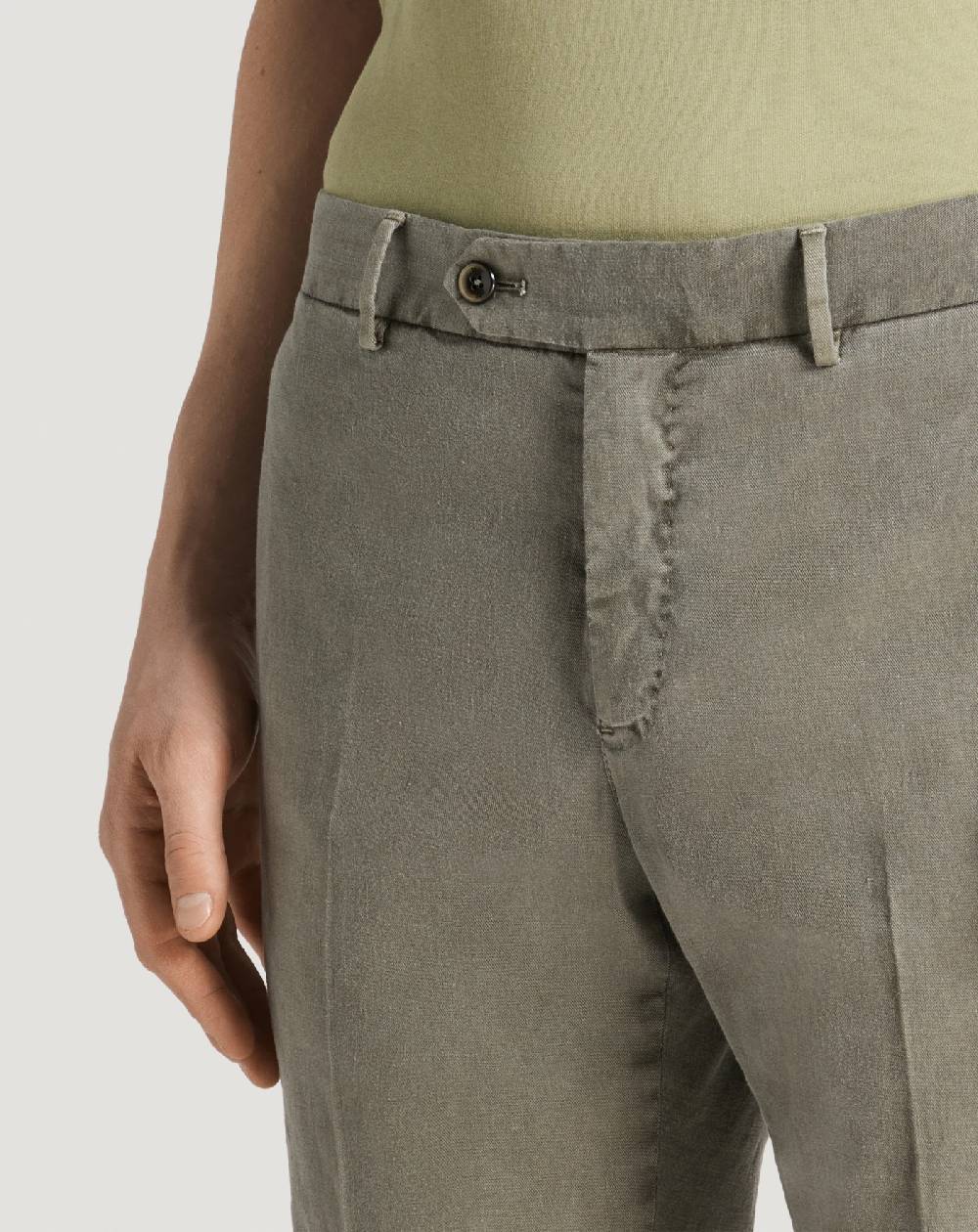 Pt Torino Pantaloni Slim In Lino Stretch Délavé