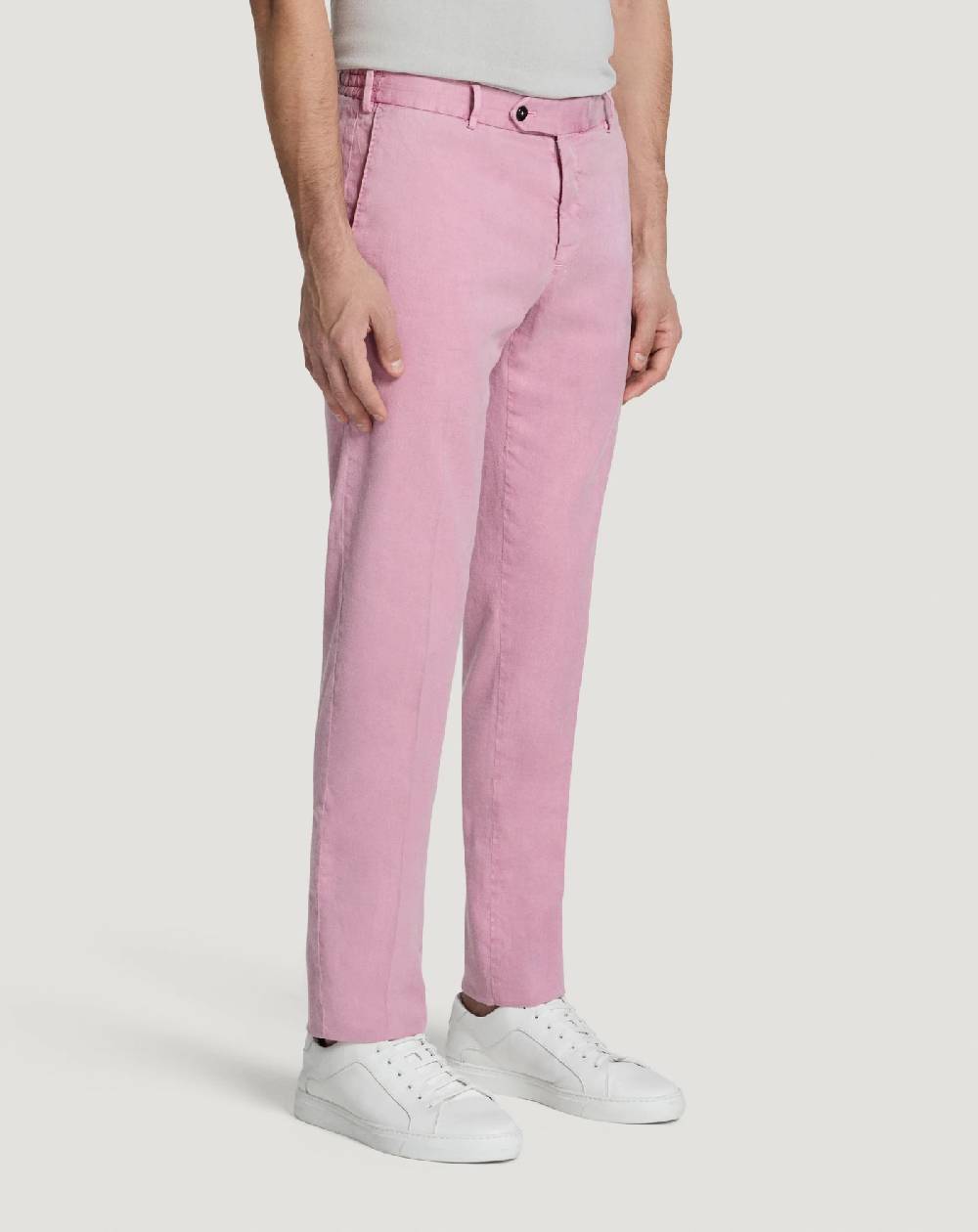 Pt Torino Pantaloni Slim In Lino Stretch Délavé