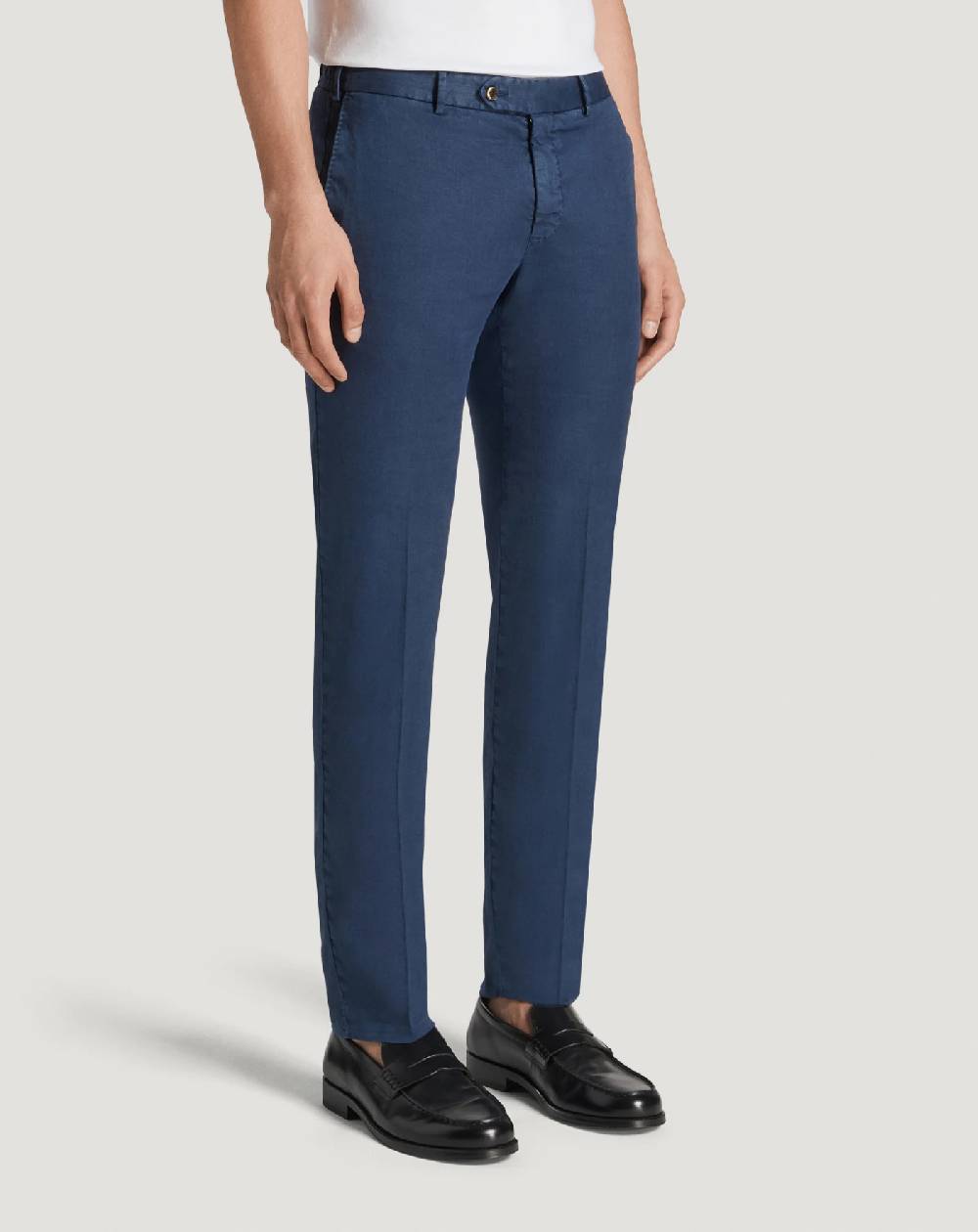 Pt Torino Pantaloni Slim In Lino Stretch Délavé