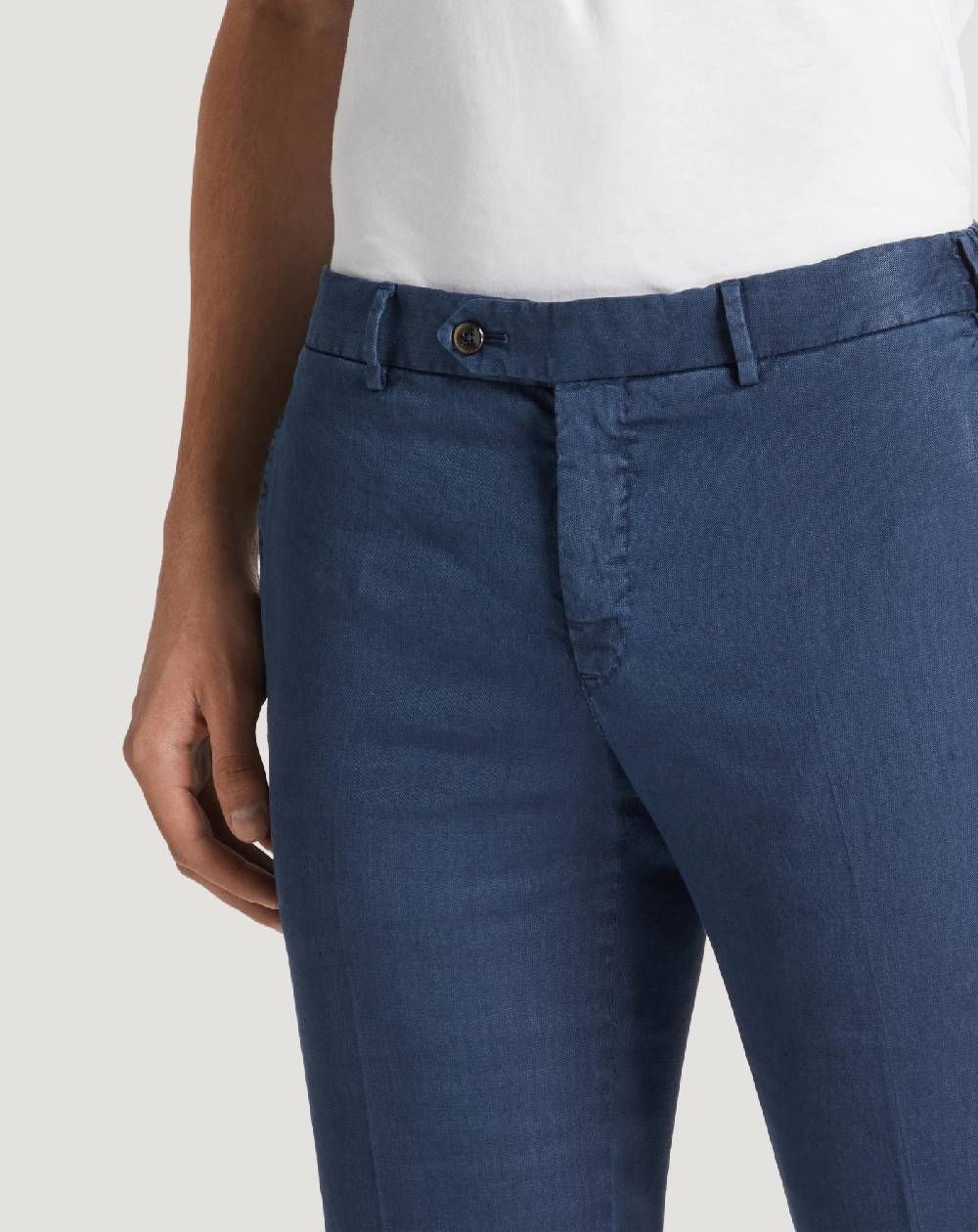Pt Torino Pantaloni Slim In Lino Stretch Délavé