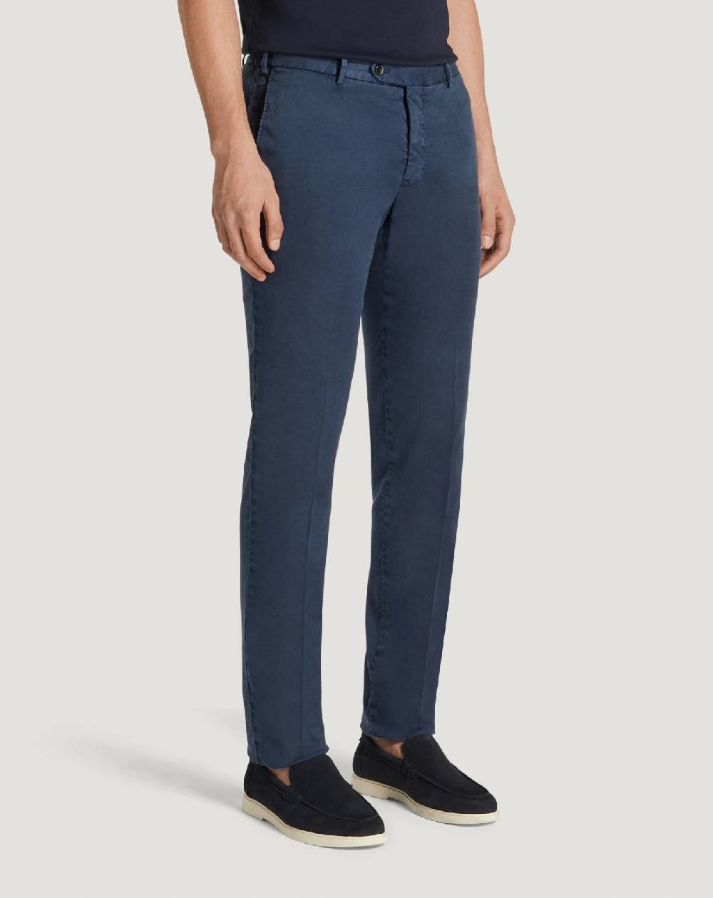 Pt Torino Pantaloni Slim In Lino Stretch Délavé