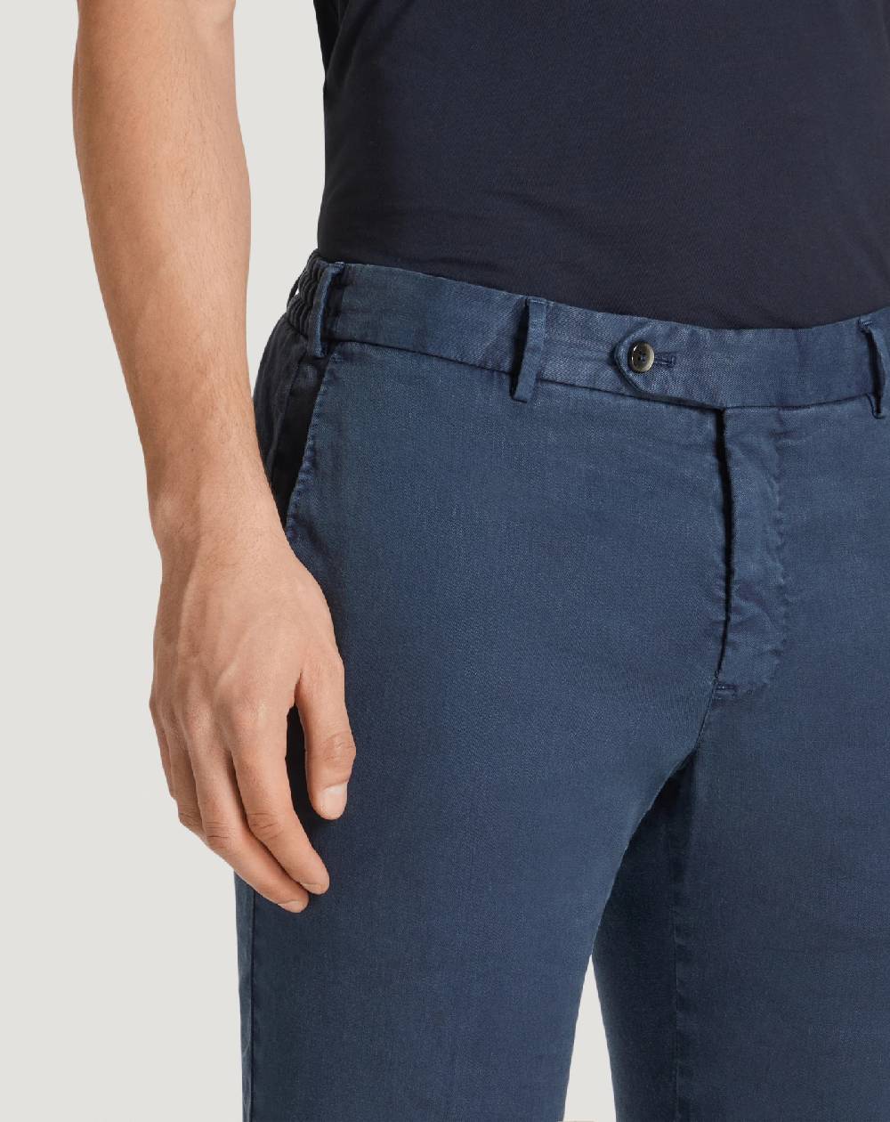 Pt Torino Pantaloni Slim In Lino Stretch Délavé