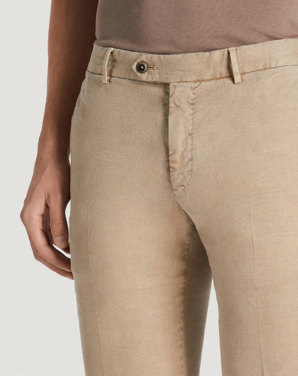 Pt Torino Pantaloni Slim In Lino Stretch Délavé