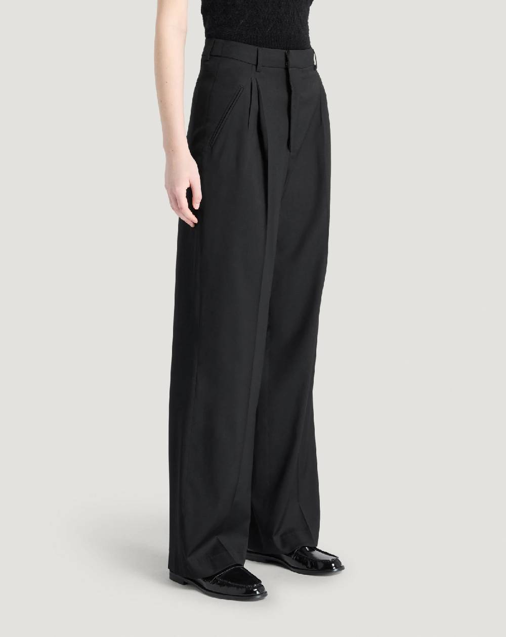 Pt Torino Pantaloni Vivian In Twill Di Lana Fluida